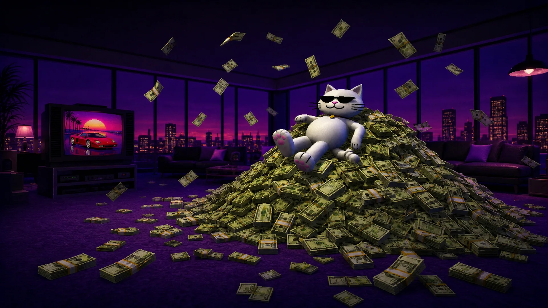 Fat Cat on his pile